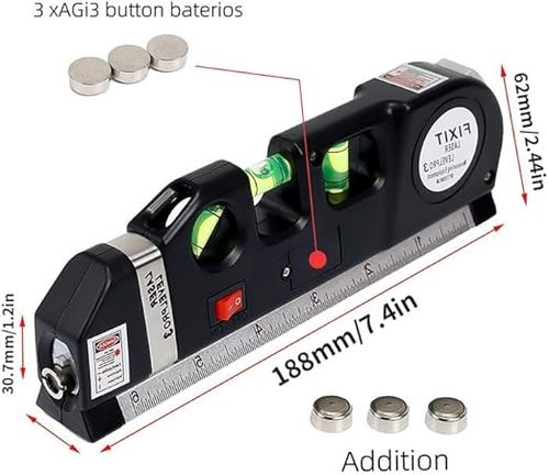 4 in 1 Fixit Laser Level Pro 3 4in1 Multi-Purpose Measuring Tool With 8 Feet Tape