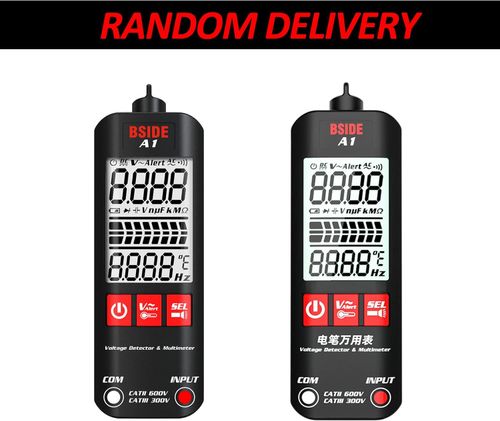 BSIDE A1 Mini Multimeter LCD Digital Tester Voltage Detector 2000 Counts DCAC Voltage Frequency Resistance NCV Continuity Live Wire Neutral Wire Check True RMS Meter with Storage Zipper Case
