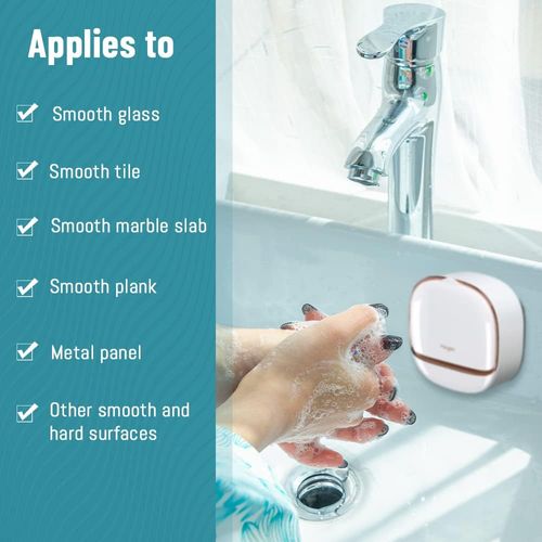 Luxury Soap Holder with Drain Tray, Waterproof Soap Dish Holder, Keep Soap Bars Dry, Adhesive Soap Case Box Wall Mounted for Shower, Bathroom, Bathtub, White