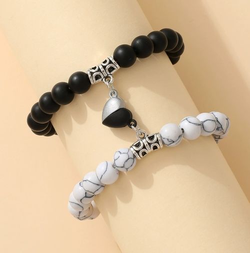 2pcs Magnetic Bracelets for Couples Natural Stone matching bracelets Long Distance Relationship Gifts His and Her Valentine's Day Gifts Boyfriends and Girlfriends Anniversary Jewelry Gifts Presents