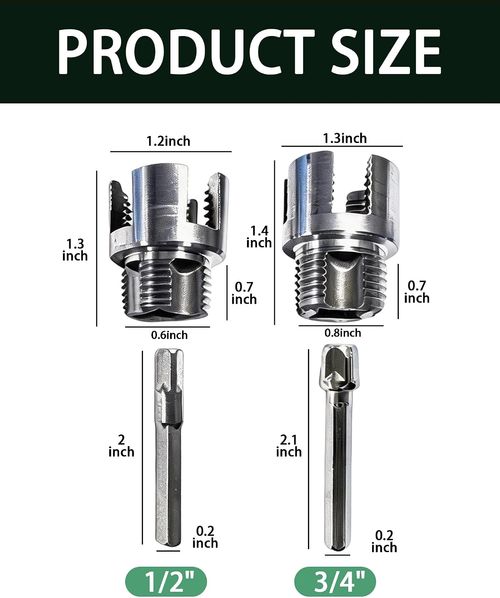 2-Pack Dual-Function Pipe Threading Tool, 40Cr Alloy Steel, Create Internal & External Threads for PPR, PVC, Plastic, MPP Pipes, Plumbing Repairs and DIY Projects   （Includes only the No. 2 drill bit and two conversion rods.）