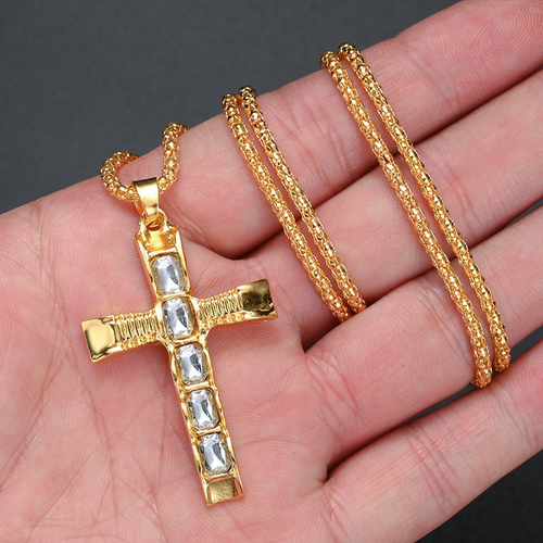 Men's Gold Cross Pendant Necklace