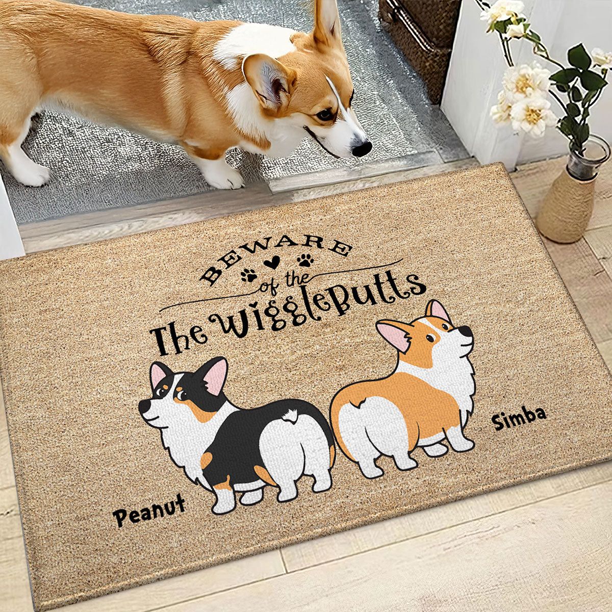 Corgi Wiggle Butt Club Dog Personalized Doormat, Home Decor For Corgi Lover