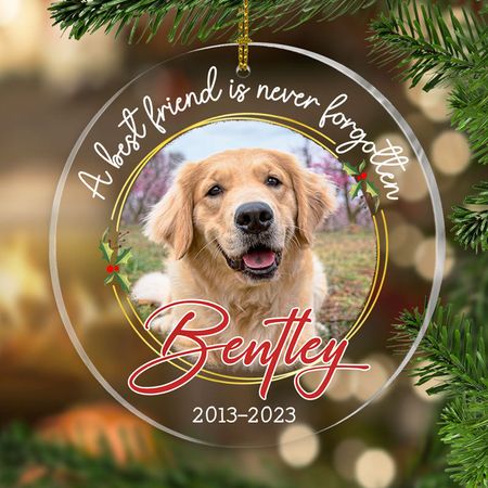 A Best Friend Is Never Forgotten, Personalized Shape Ornament, Memorial Gifts, Custom Photo