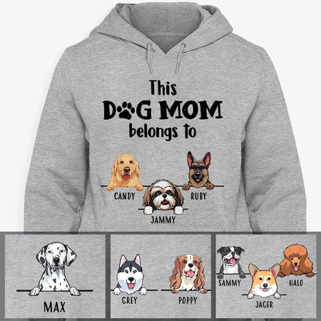 This Dog Mom, Personalized Custom Hoodie, Sweater, T shirts, Mother's Day Gift for Dog Lovers