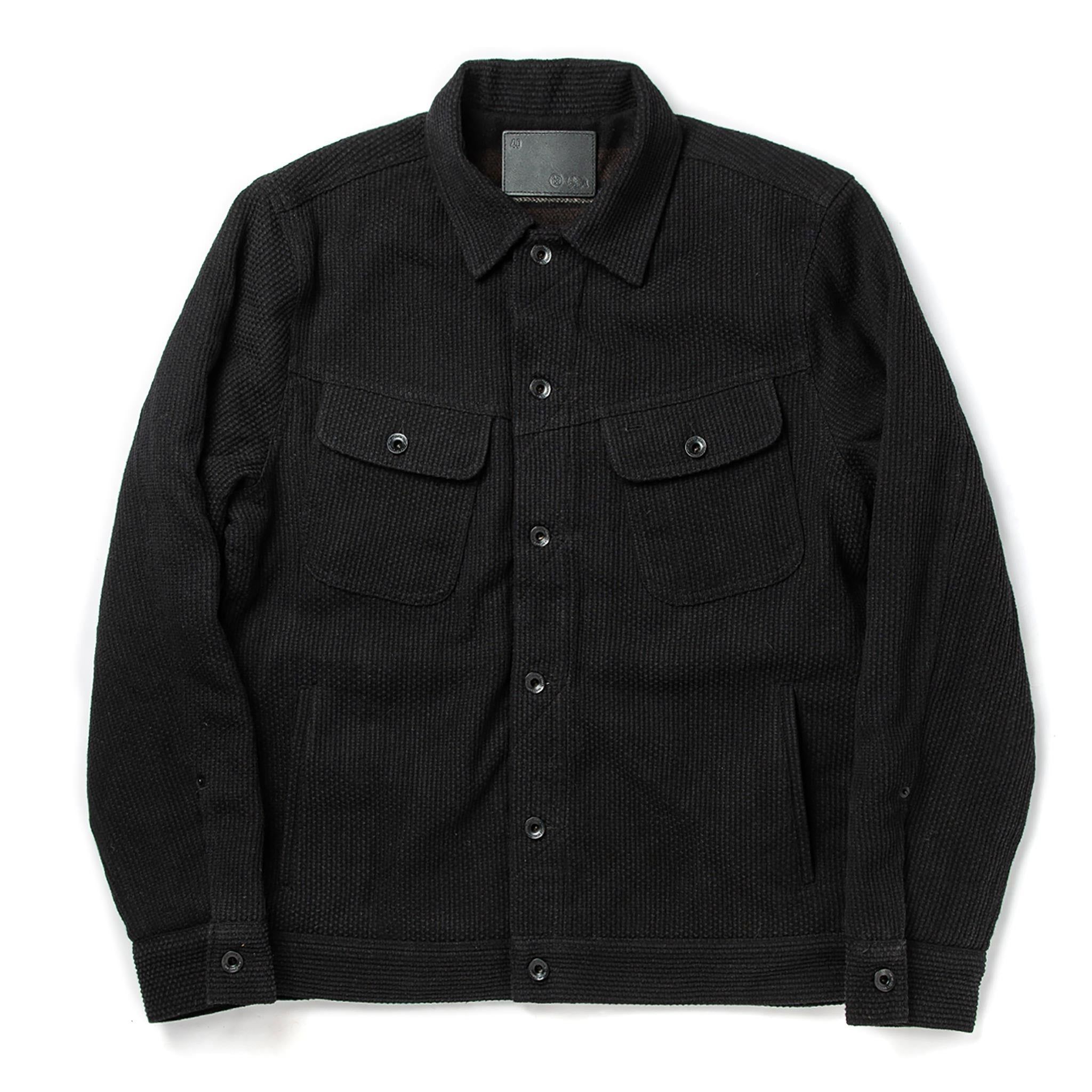 Auoun Long Haul Jacket in Black Indigo Sashiko