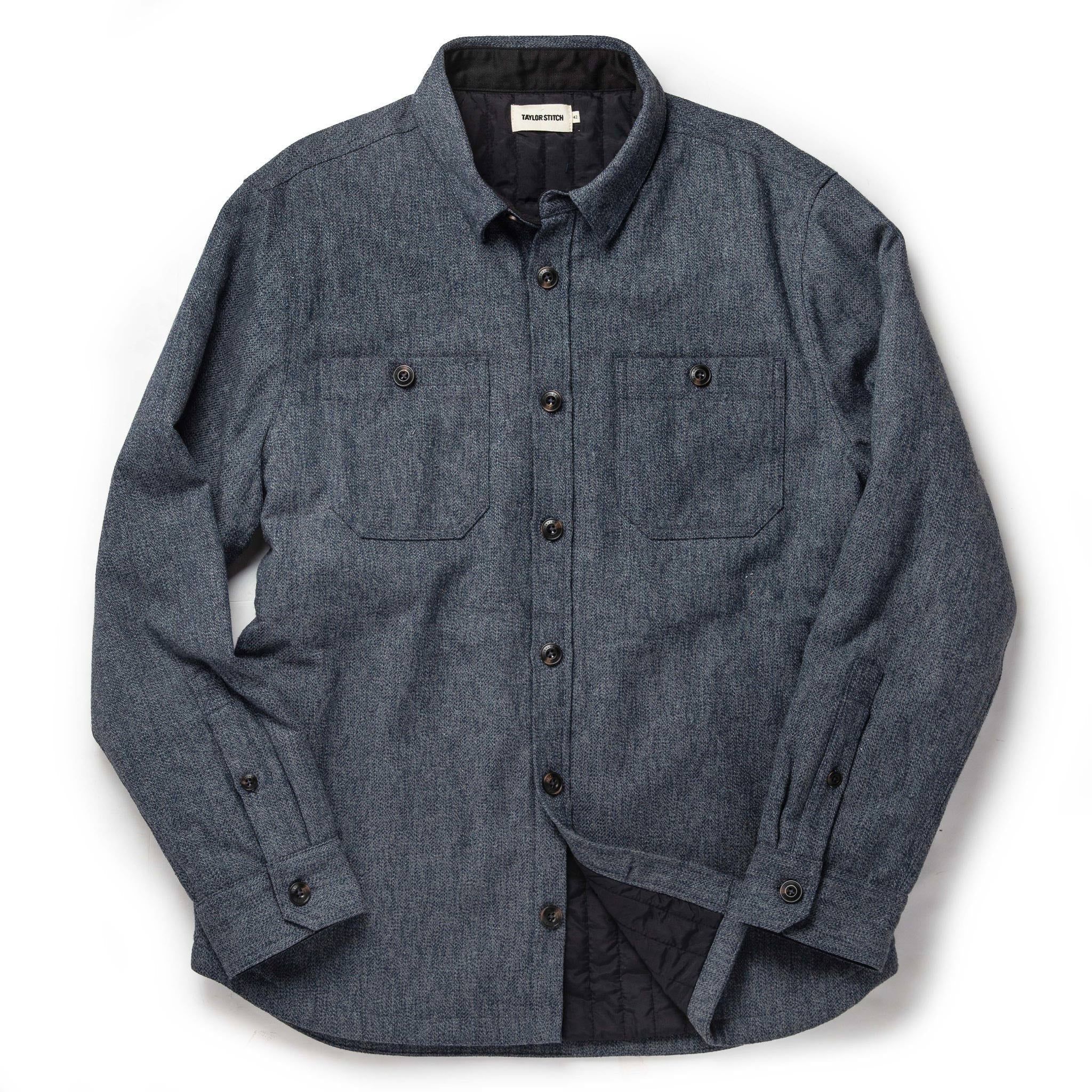 Auoun Lined Utility Shirt in Indigo and Slate Twill