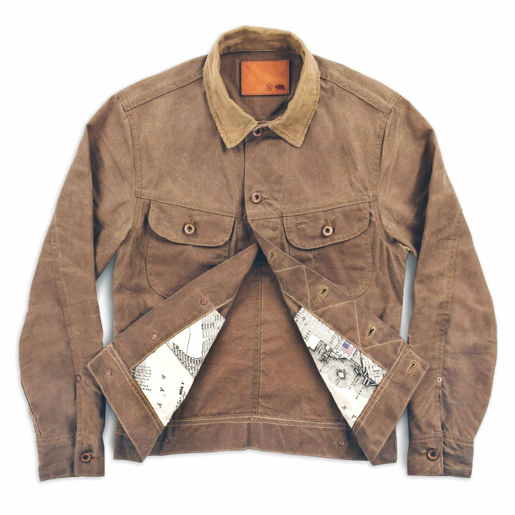 Auoun Long Haul Jacket in Field Tan Waxed Canvas