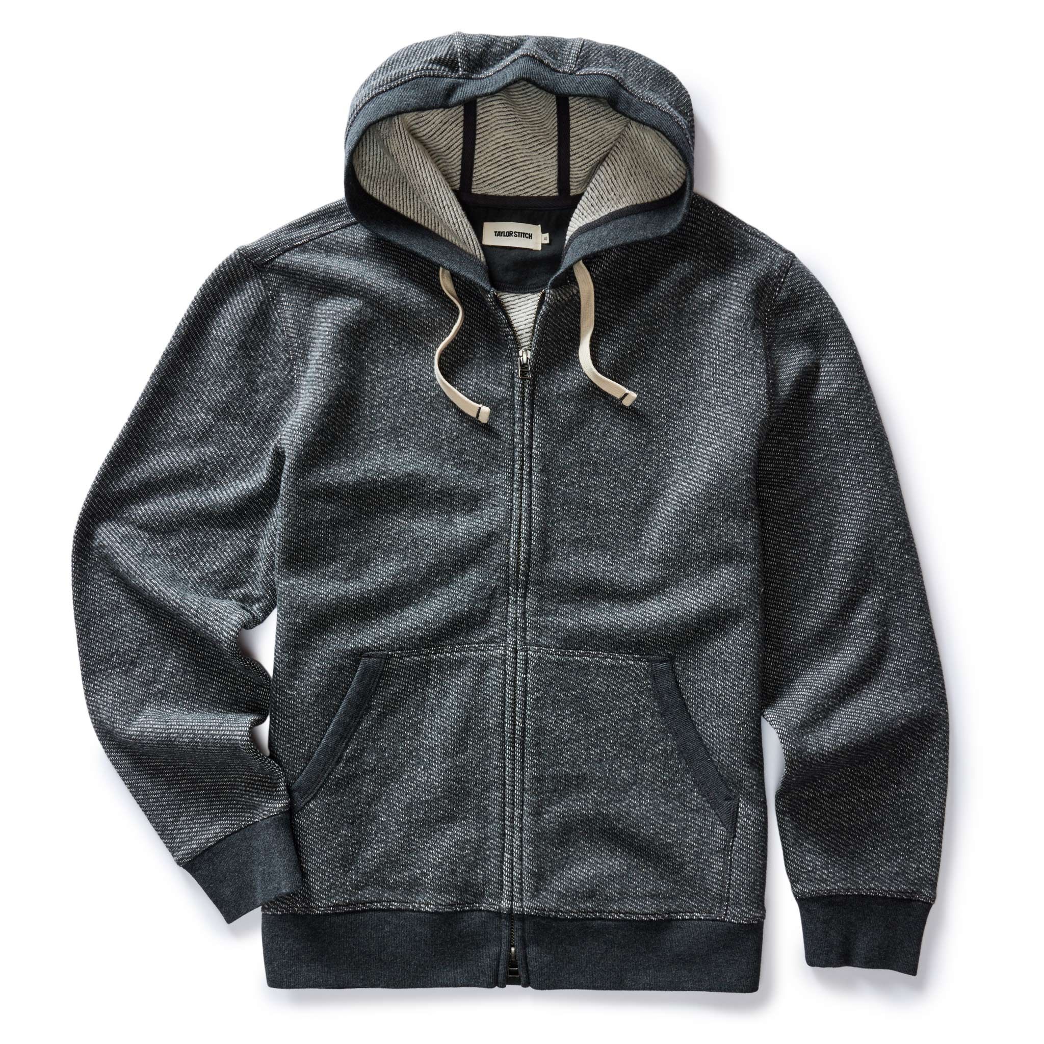 Auoun Apres Zip Hoodie in Graphite French Terry Twill