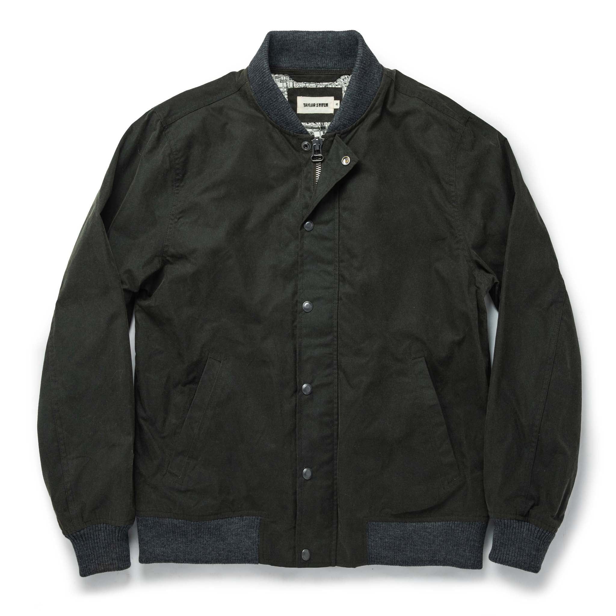 Auoun Bomber Jacket in Waxed Olive