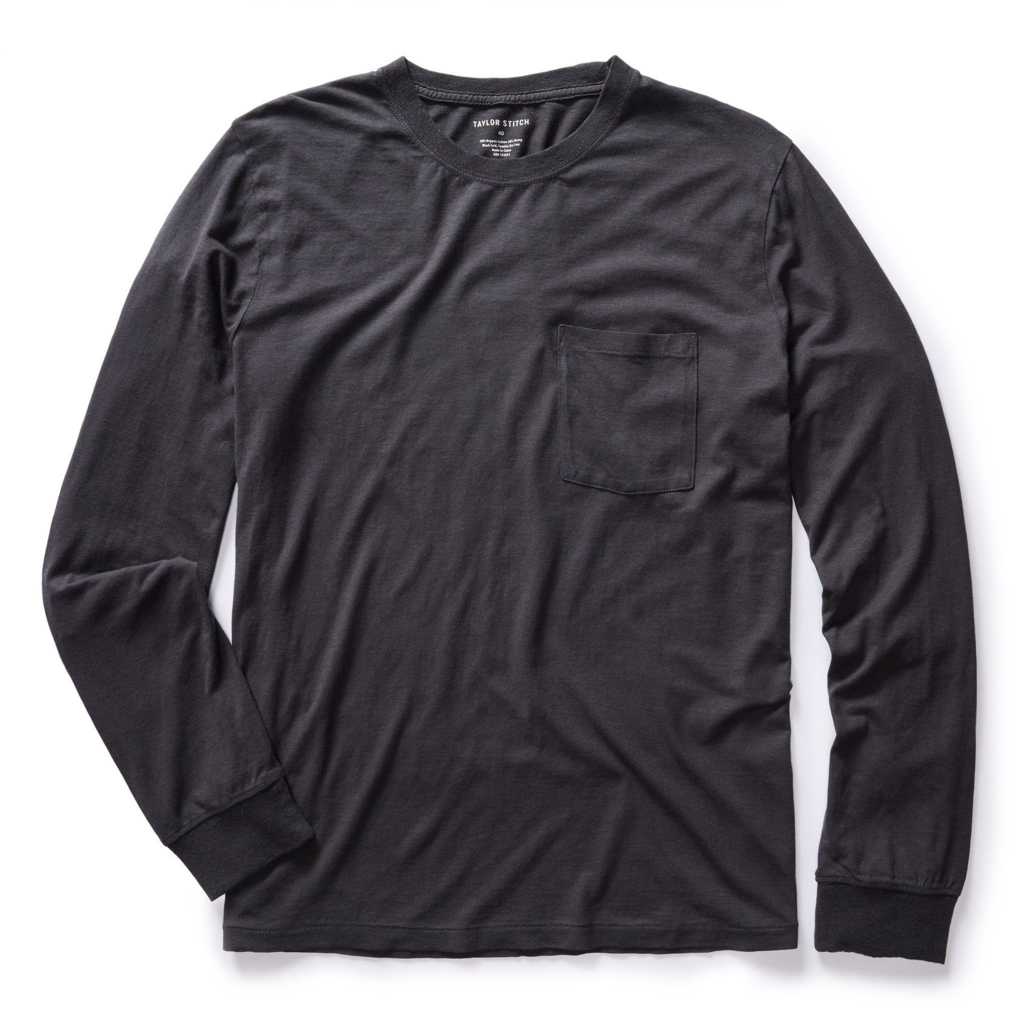 Auoun Cotton Hemp Long Sleeve Tee in Charcoal