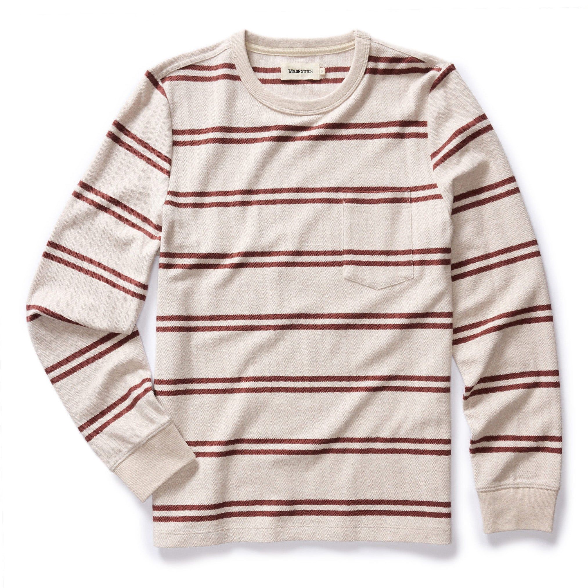 Auoun Colton Crew in Oat Heathered Stripe