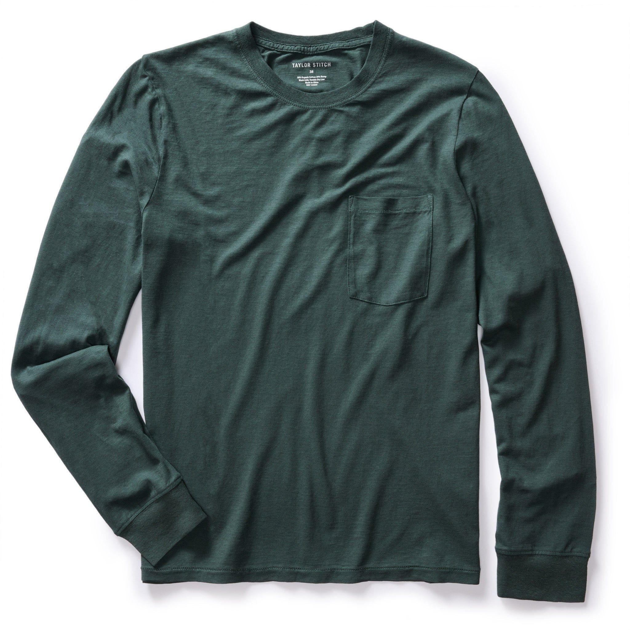 Auoun Cotton Hemp Long Sleeve Tee in Dark Forest