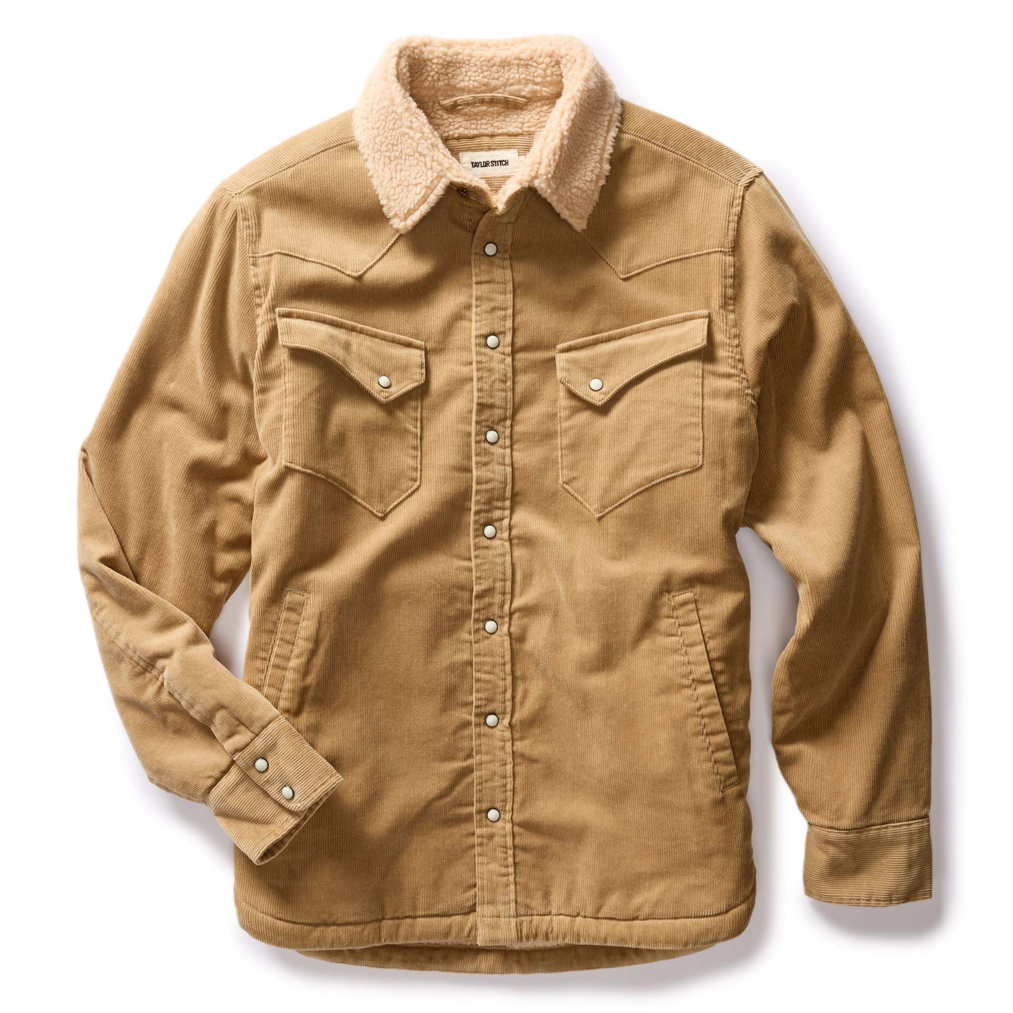 Auoun Western Shirt Jacket in Dark Khaki Corduroy