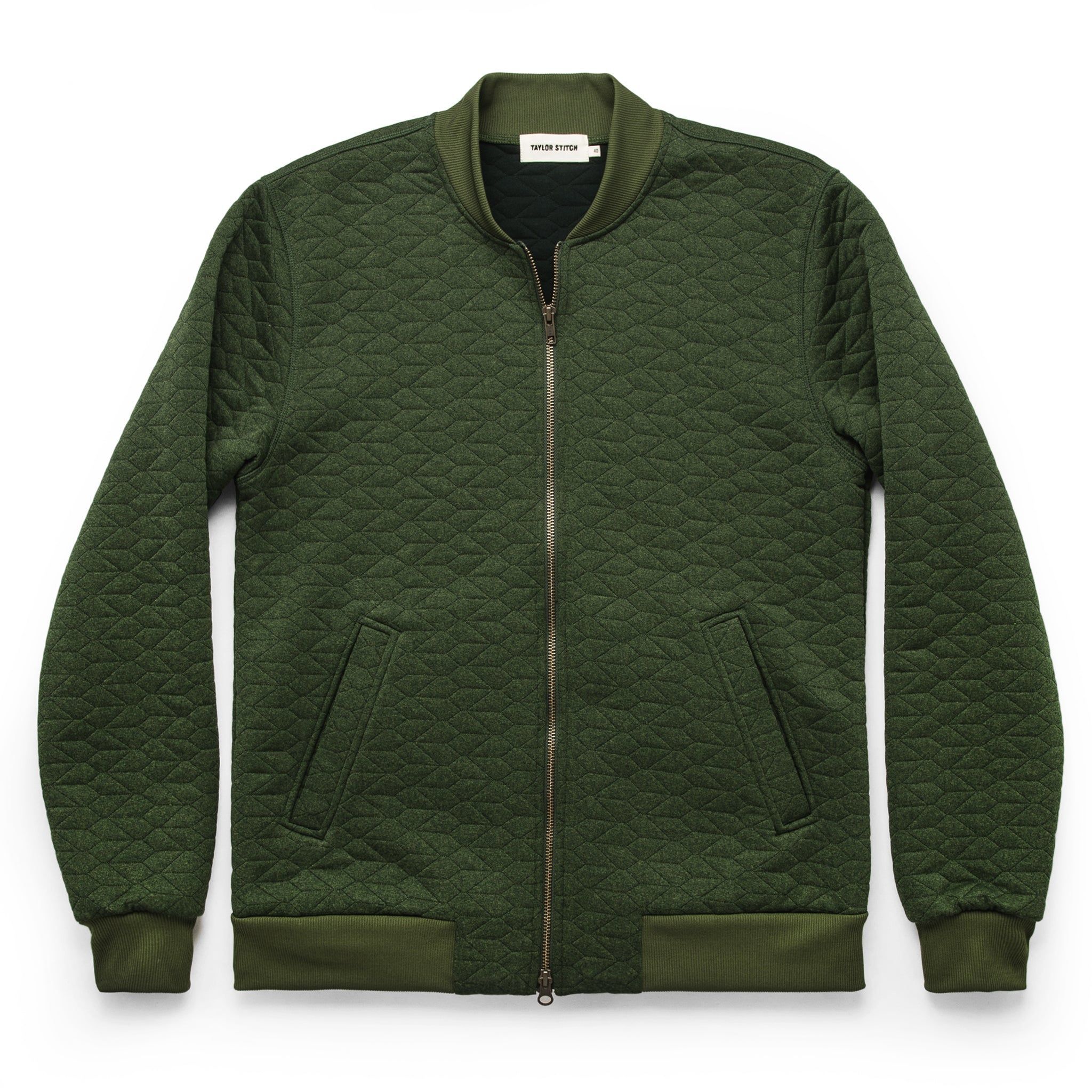 Auoun Inverness Bomber in Olive Knit Quilt