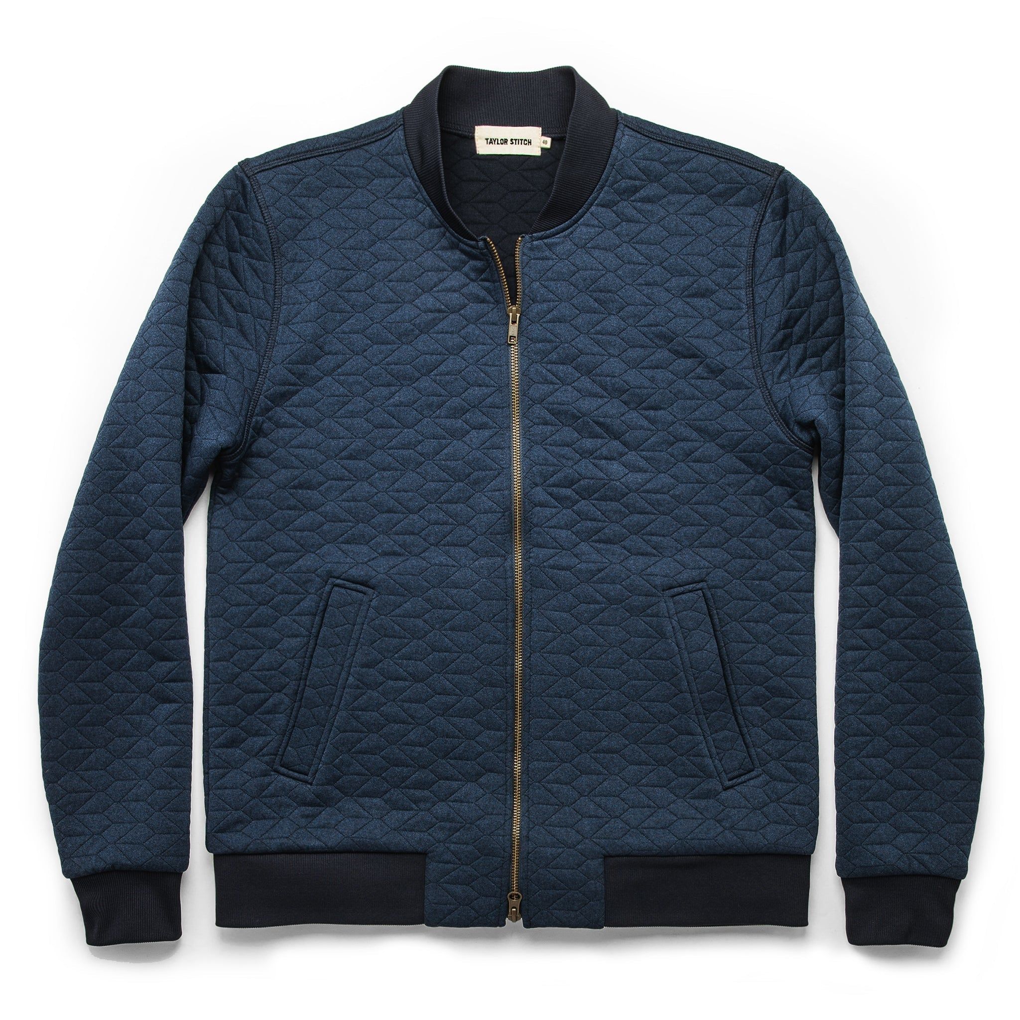 Auoun Inverness Bomber in Navy Knit Quilt