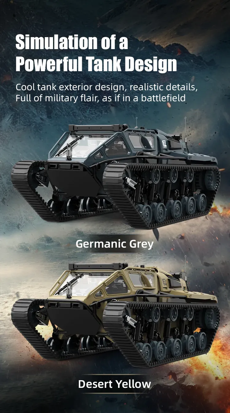 JJRC C8812 LED Light Full Scale Tracked Tank Simulation Model Toy RC Car Model