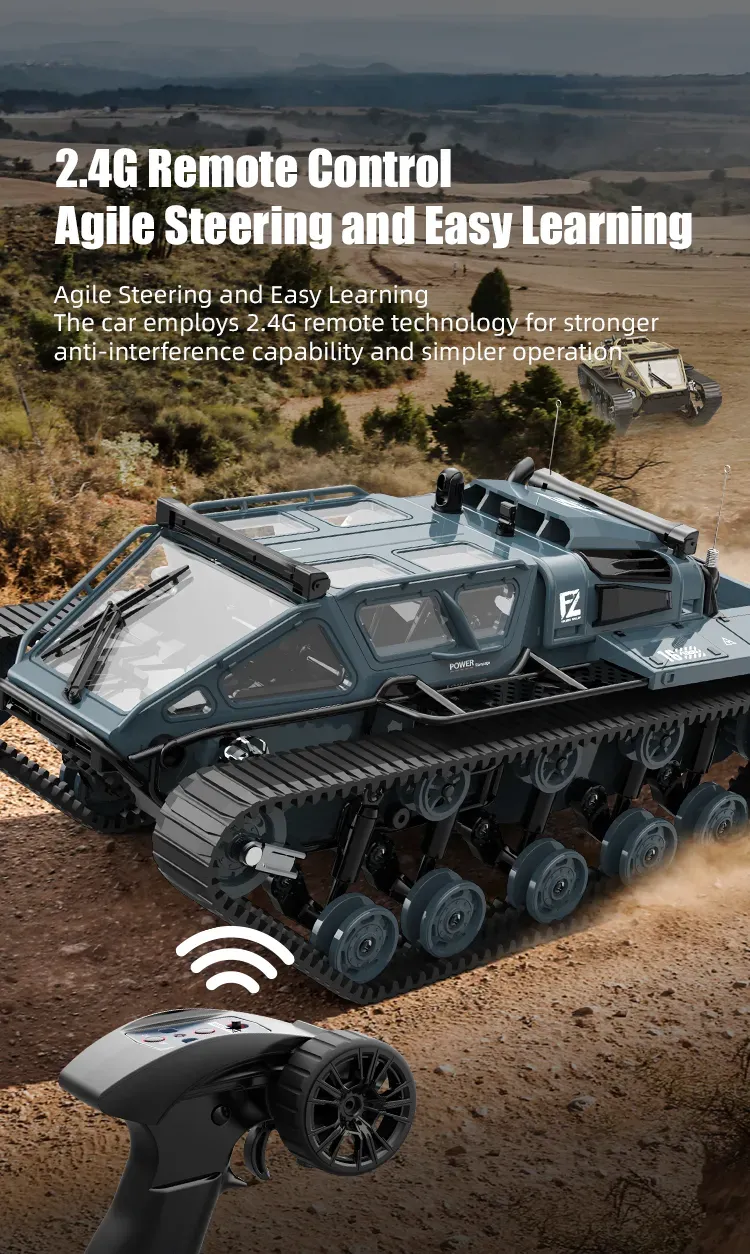 JJRC C8812 LED Light Full Scale Tracked Tank Simulation Model Toy RC Car Model