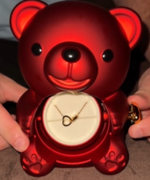 Creative Design Lover Confession Hugging Bear Necklace Gift Box