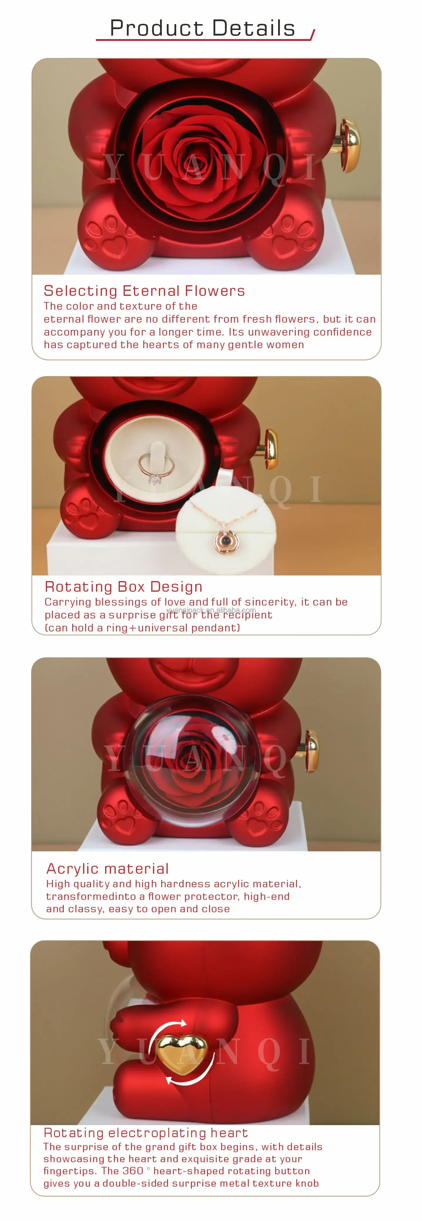 Creative Design Lover Confession Hugging Bear Necklace Gift Box