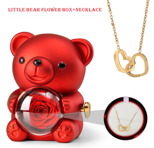 Creative Design Lover Confession Hugging Bear Necklace Gift Box
