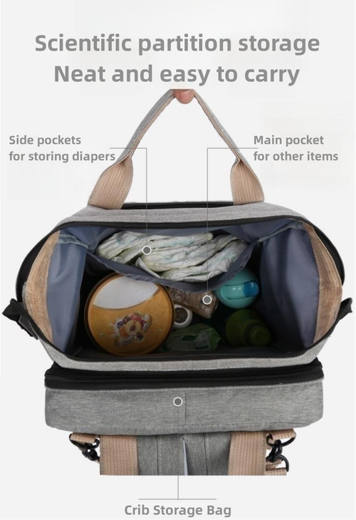 Multi functional fashionable folding bed, portable large capacity mother and baby bag