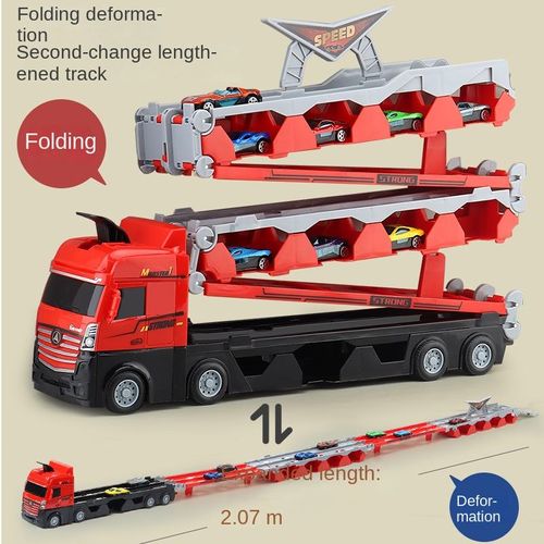 New Boys Gift Toys Big Transform Folding Truck 207CM Railway Storage Toys Car with 8 Pcs Alloy Car Model