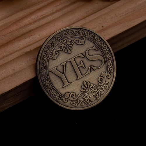 Metal yes or no decision coins