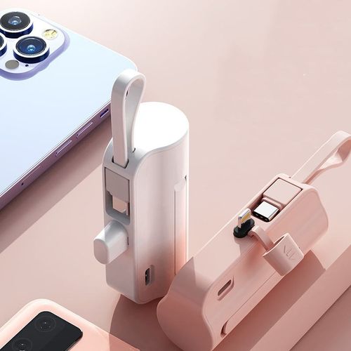 Mini 2-in-1 Wireless Capsule Power Bank 5000mAh with Cable and Fast Charging Portable Charger