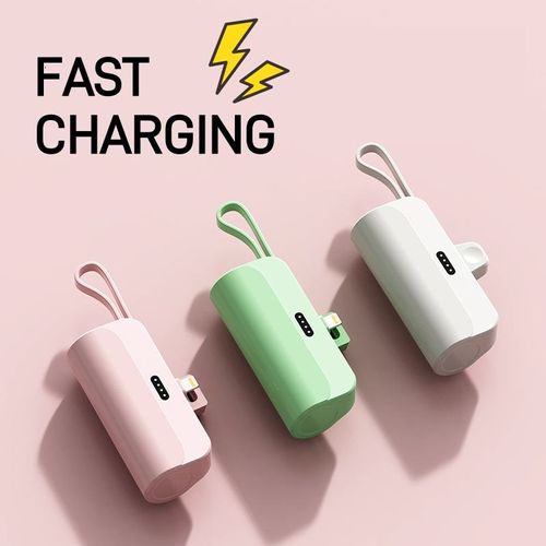 Mini 2-in-1 Wireless Capsule Power Bank 5000mAh with Cable and Fast Charging Portable Charger