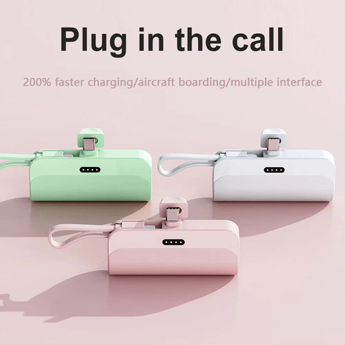 Mini 2-in-1 Wireless Capsule Power Bank 5000mAh with Cable and Fast Charging Portable Charger