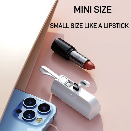 Mini 2-in-1 Wireless Capsule Power Bank 5000mAh with Cable and Fast Charging Portable Charger