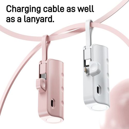 Mini 2-in-1 Wireless Capsule Power Bank 5000mAh with Cable and Fast Charging Portable Charger