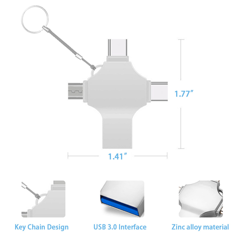Popular 4 in 1 Usb Flash Drive 3.0 8GB-256GB High-Speed Pen Drive for iPhone Android Fast Data Transfer OTG Usb Disk