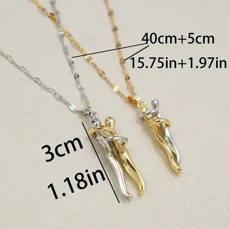 2 pieces, couple's embrace necklace set