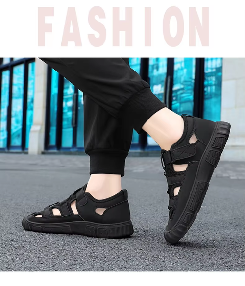 Men's Outdoor Hiking Water Sandals - Closed-Toe Breathable Hole Shoes