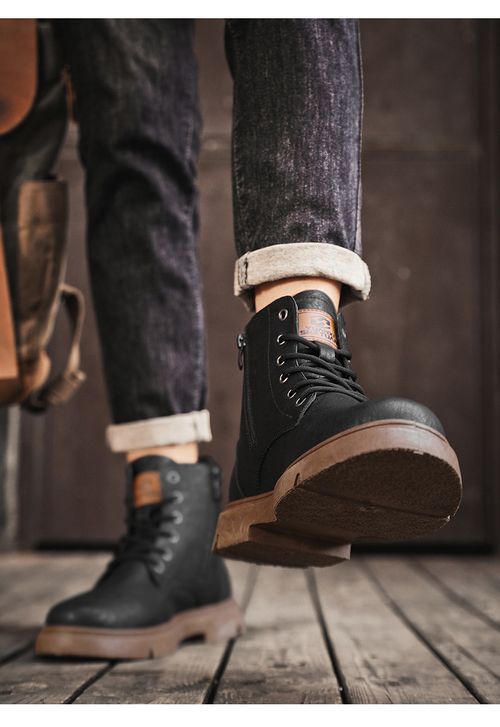 Men's Vintage Platform Martin Boots - New High-Top Work & Biker Boots