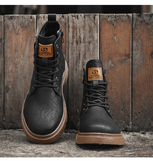 Men's Vintage Platform Martin Boots - New High-Top Work & Biker Boots