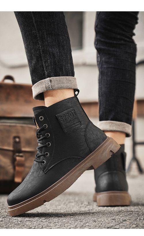 Men's Vintage Platform Martin Boots - New High-Top Work & Biker Boots