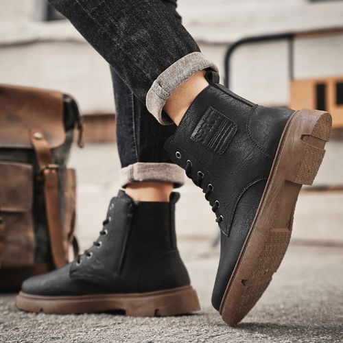 Men's Vintage Platform Martin Boots - New High-Top Work & Biker Boots