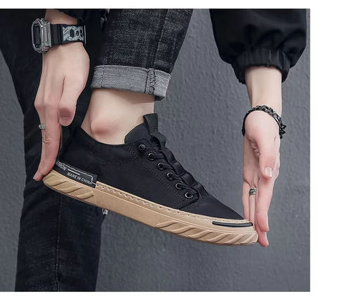 Men's black slip-on breathable canvas shoes, ice silk casual shoes, loafers