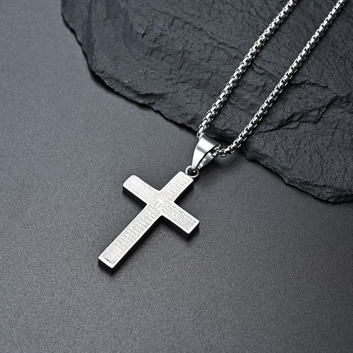 1 piece of engraved necklace, suitable for both men and women, cross-shaped pendant necklace