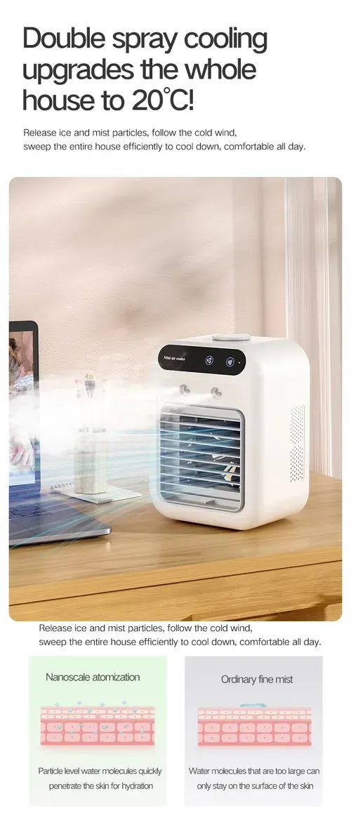Desktop rechargeable portable cool air conditioning fan is cool