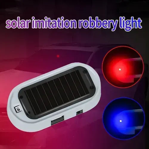 2-Pack Solar-powered Simulated Anti-theft Alarm Lights - Red & Blue with Siren & Strobe