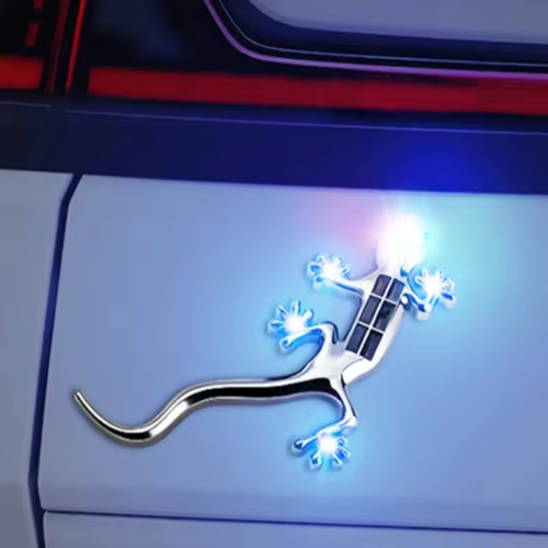 Solar warning lights for cars and motorcycles, LED flashing anti-rear-end lights for vehicles, car gecko decorative rear sticker