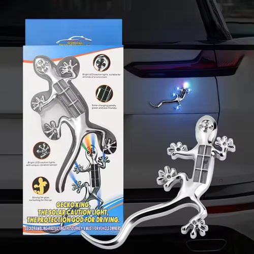 Solar warning lights for cars and motorcycles, LED flashing anti-rear-end lights for vehicles, car gecko decorative rear sticker