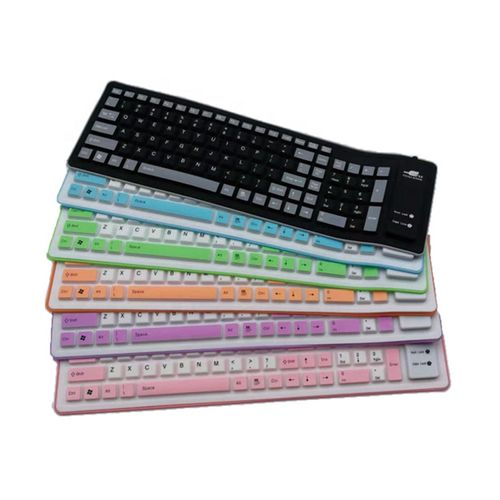 Teclado USB com fio de 103 teclas, à prova de pó e água, dobrável para jogos, teclado de silicone à prova de água e pó