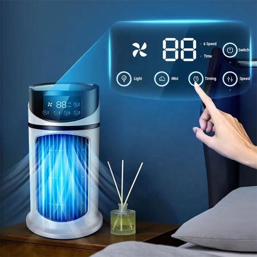 Ventilador de ar condicionado pequeno superluminoso com arrefecimento e humidificação três em um