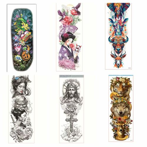 Autocolantes de tatuagem de alta qualidade em estilo antigo, não removíveis, conjunto de 6