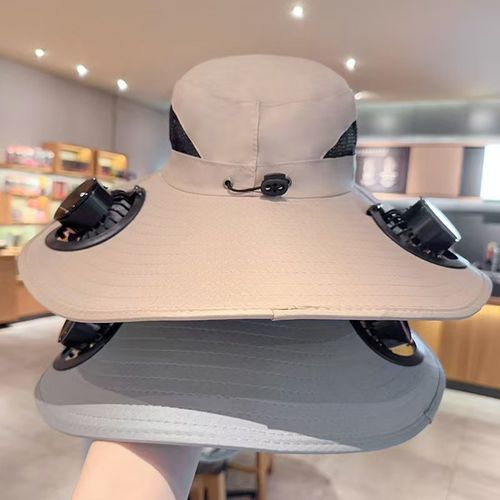 2 em 1 recarregável com energia solar   Chapéu de ventilador para exteriores com proteção solar e proteção UV